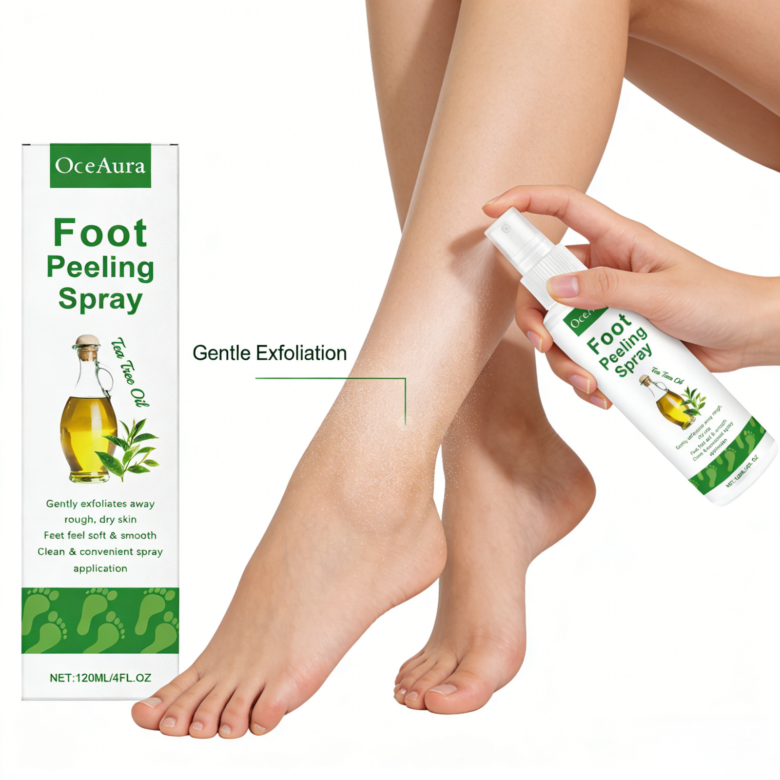 OceAura Foot Peeling Spray Sal - Glycolic Acid Exfoliant recensione e prezzo
